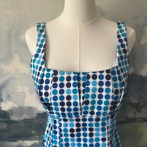 Calvin Klein 97% Cotton 8 Blue Polka Dot Dress